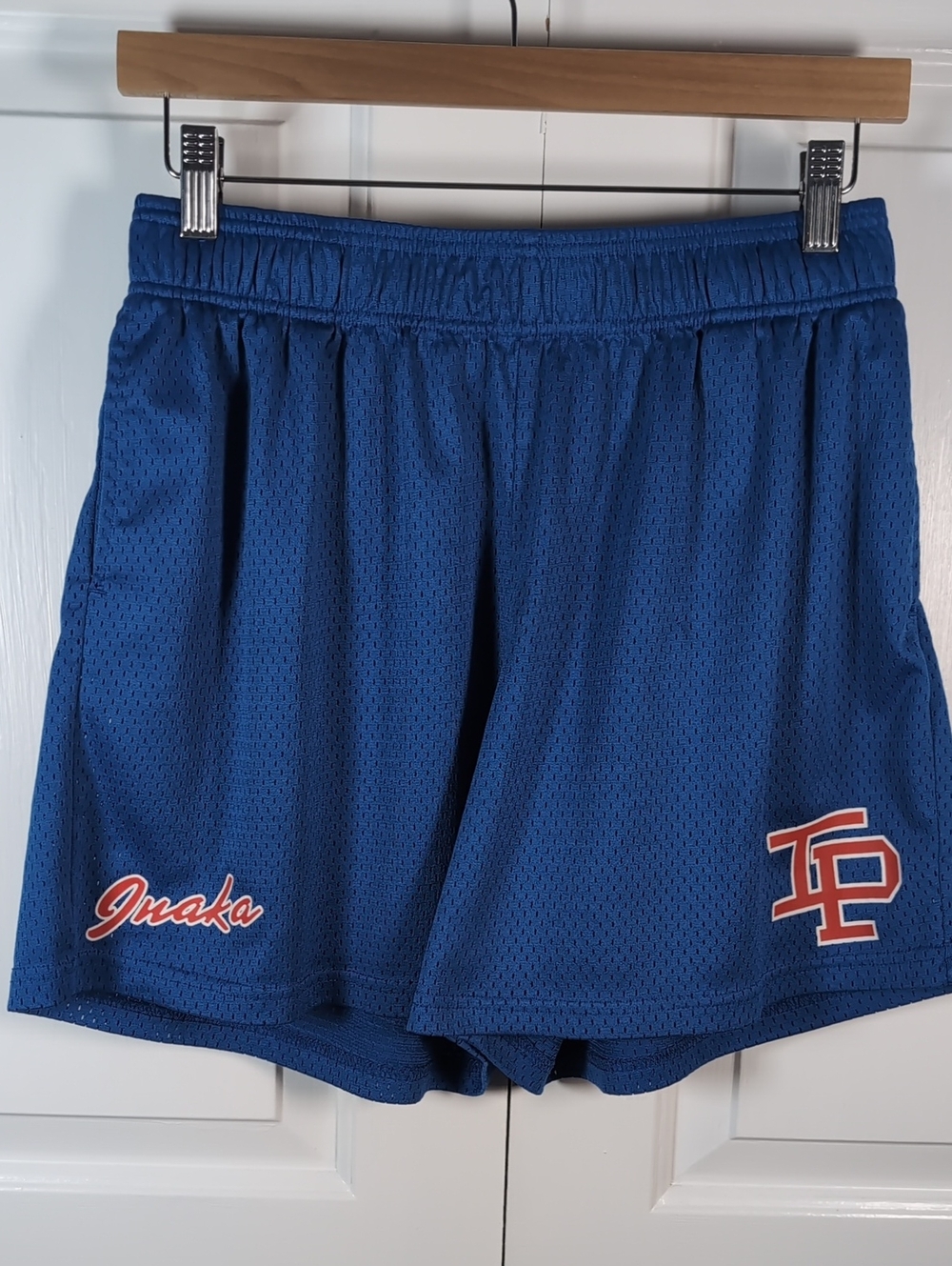 Inaka Power Classic Royal Blue Mesh Gym Shorts Varsity Monogram Athletic Size L